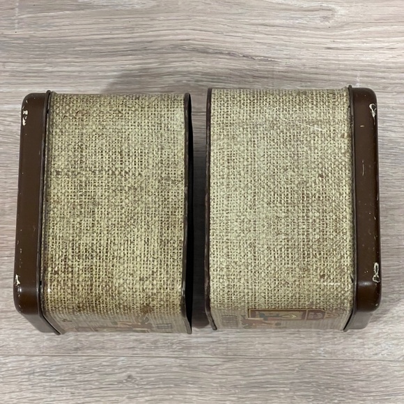 Vintage Tin Canisters Chein Co Brown Retro Kitchen TEA & COFFEE CANISTERS - Picture 6 of 9